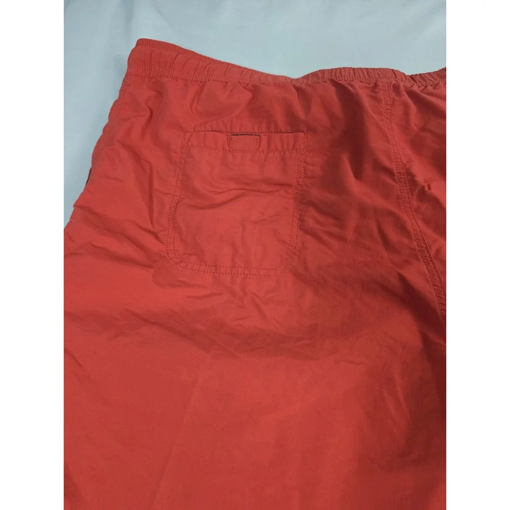 Eddie Bauer Mens XXL Cargo Shorts Rust Orange / Red Nylon Hiking Belted Outdoor